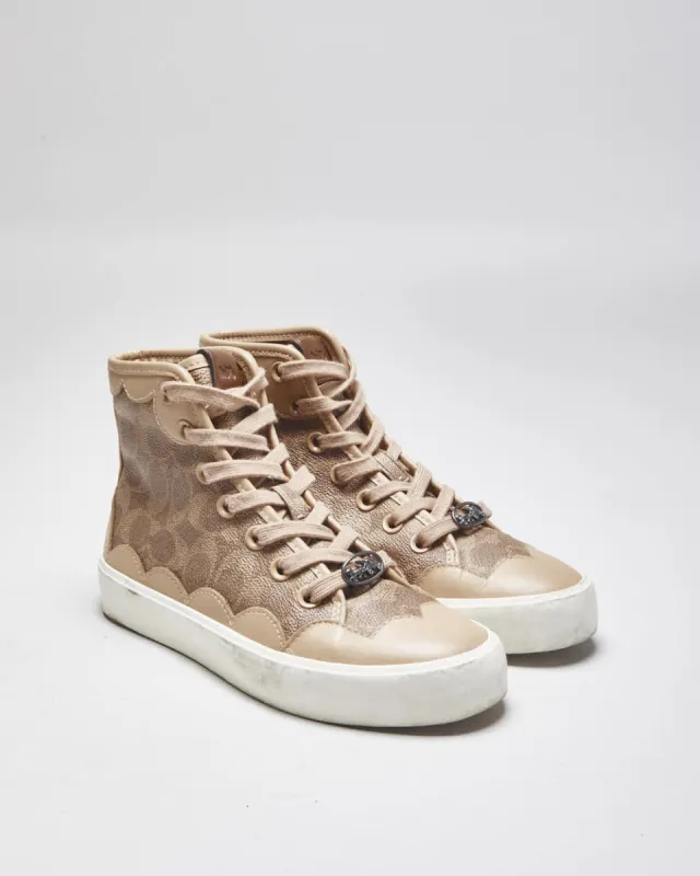 Vintage Coach Monogram Print Leather High Top Trainers - UK 5 sold by Rokit