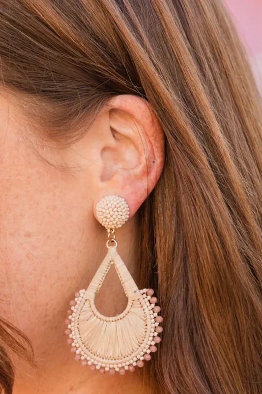 Brown Raffia and Beads Earrings FINAL SALE sold by Pink Lily