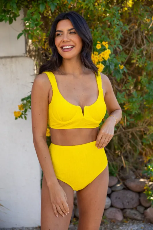 Summer Oasis Yellow Underwire Split V Bikini Top FINAL SALE sold by Pink Lily