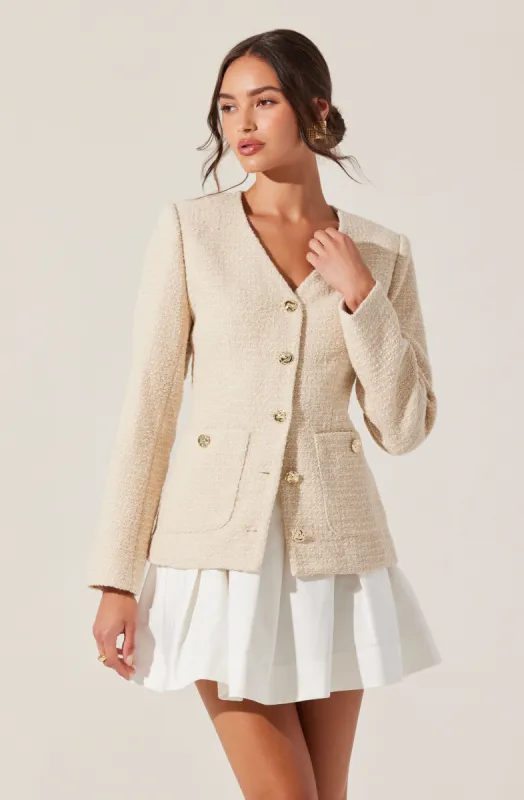 Lysanor Collarless Tweed Jacket sold by Astr