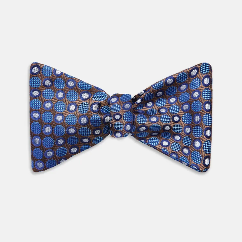 Brown and Blue Circle and Spot Silk Bow Tie sold by Turnbull & Asser