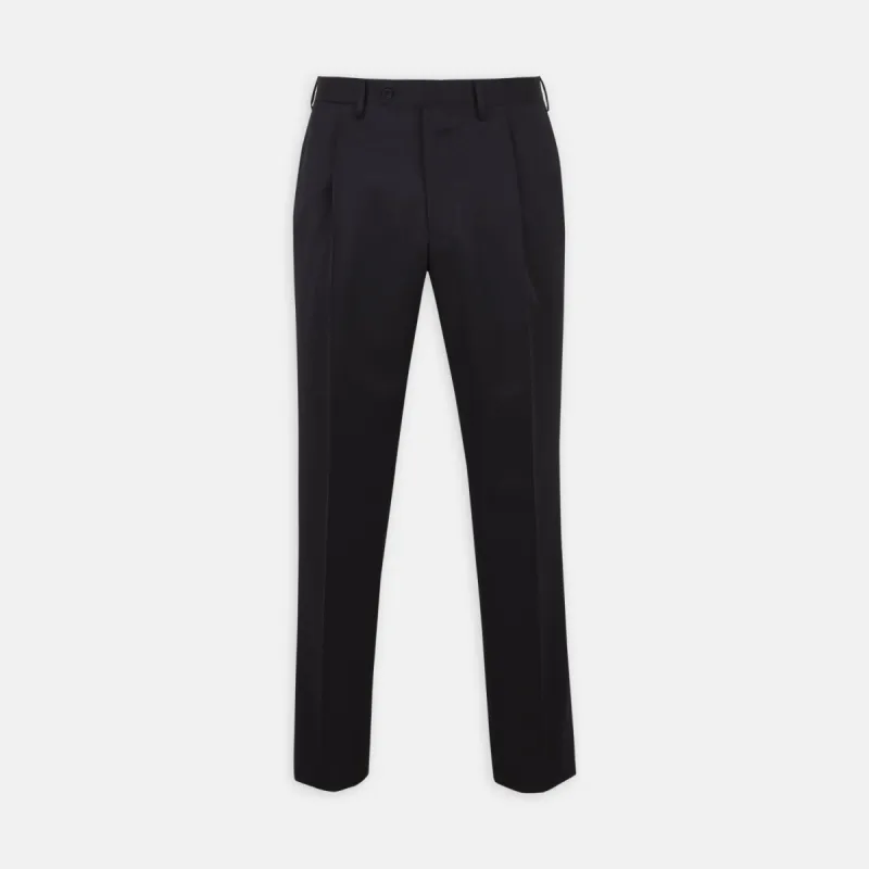 Brown Worsted Wool Pleated Formal Trousers sold by Turnbull & Asser