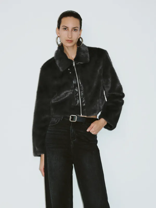 Zip Up Front Fur Coats sold by Urban Revivo
