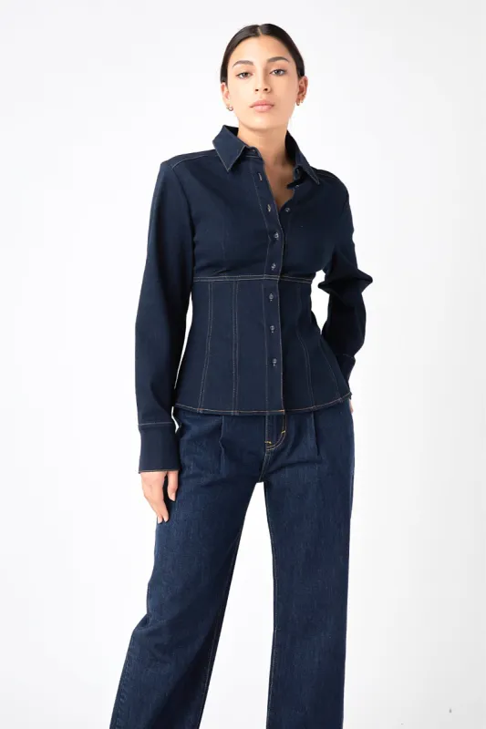Denim Flared Shirt sold by Endless Rose