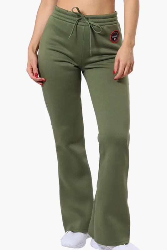 Fahrenheit Tie Waist Flared Sweatpants - Olive sold by Fairweather