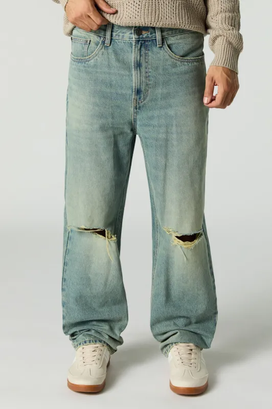 Jean baggy rigide à effet d'usure sold by Urban Planet