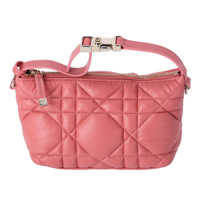Christian Dior Nomade Pouch Small Cannage Stitching Handbag Pink Leather sold by Gaby's Bags