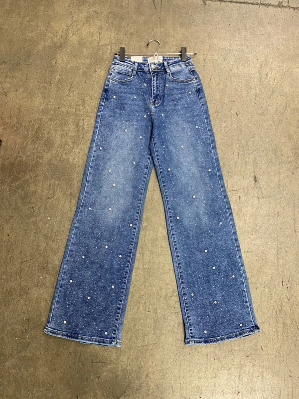 Lorah Embellished Jean Pants - Denim sold by Miss Lola