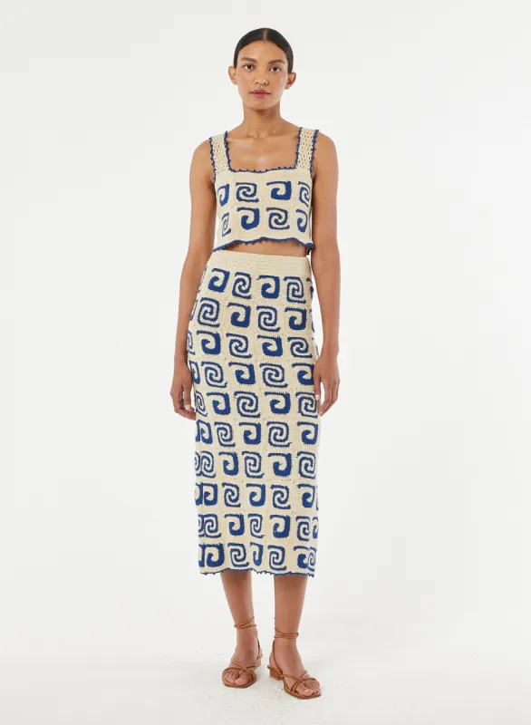 Ana Skirt | Blue Swirl Crochet sold by Rhode