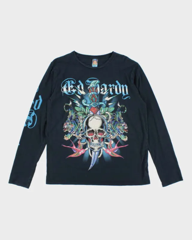 Vintage Y2K Ed Hardy Sequined Graphic Long-sleeved T-Shirt - XL sold by Rokit