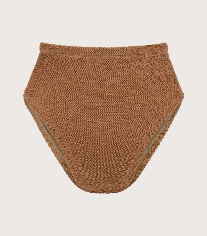 High Waist Bikini Bottom - Metallic Cocoa sold by Hunza G