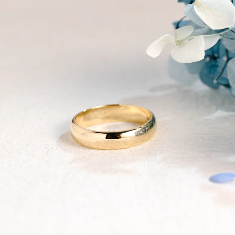 CausYou Solid Gold 5mm Plain Band Unisex Cigar Ring sold by Causyou