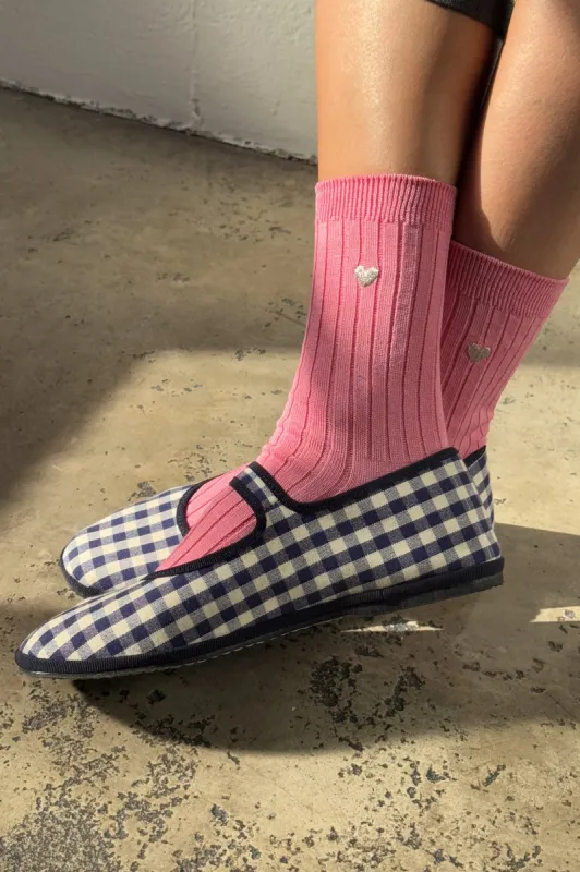 Embroidered Her Socks (MC cotton) - PINK WATER + HEART sold by Le Bon Shoppe