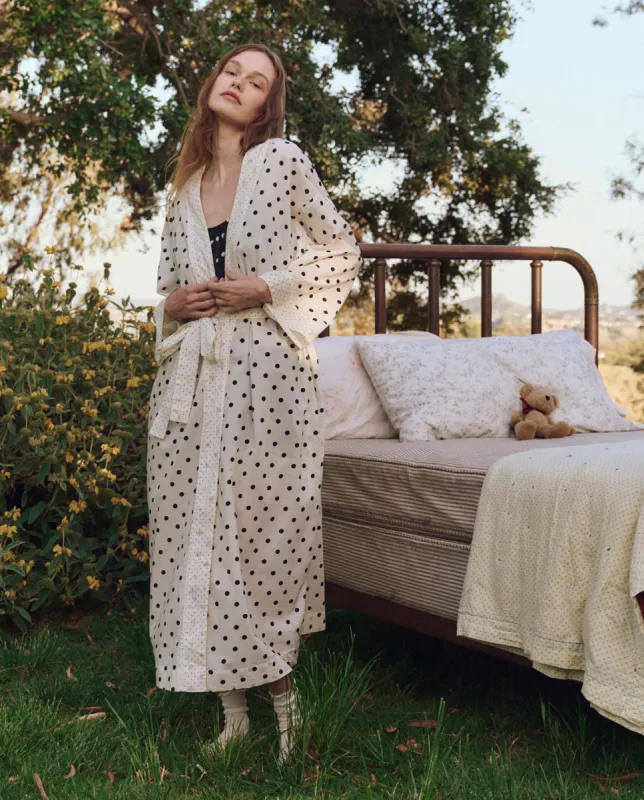 The Robe. -- Cream Mixed Polka Dot sold by THE GREAT.