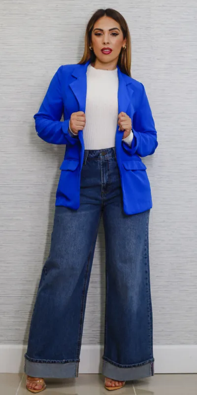 Blue Ribbed Cotton Denim Trio sold by Moda