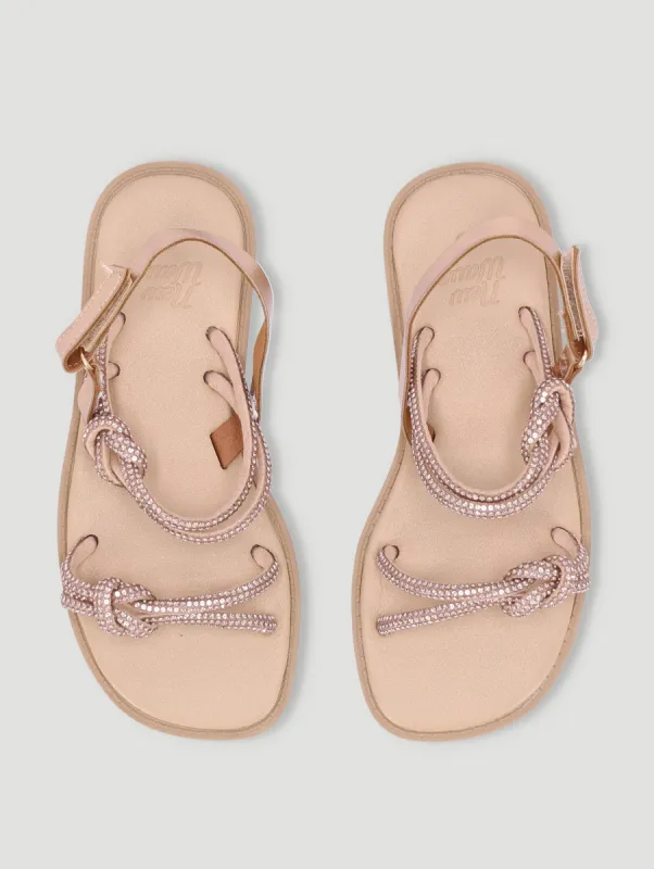 Girls Knotted Embellished Sandal - Rose Gold sold by Edgars