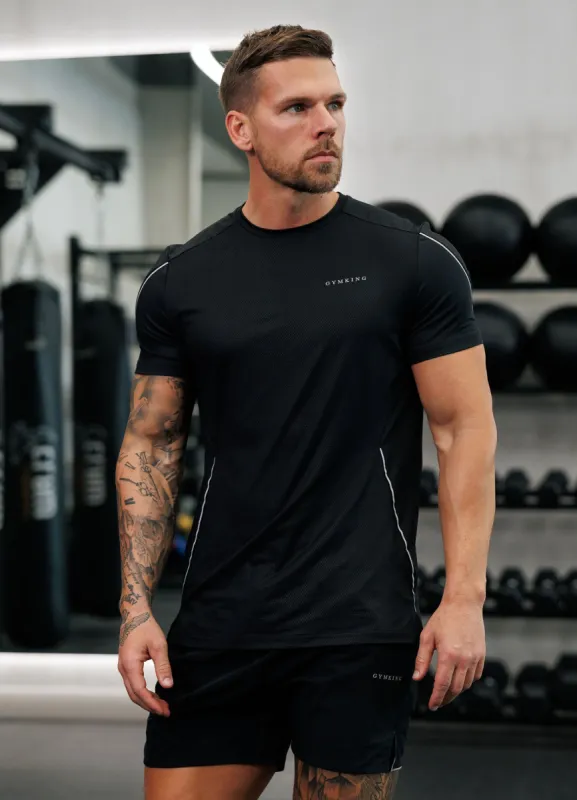 Gym King Hex All Over Print Tee - Black/Fossil Grey sold by The Gym King