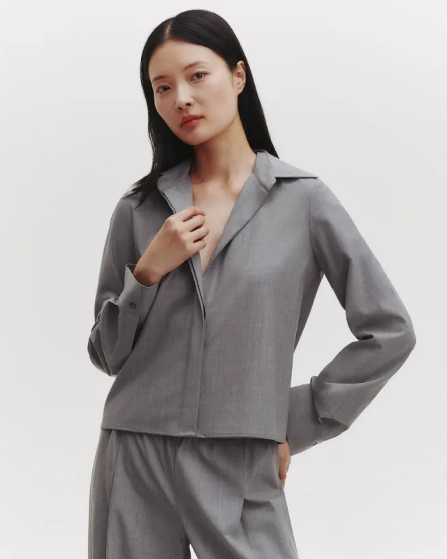 Button Me Up Top in Ultrafine Stretch Suiting sold by TWP CLOTHING