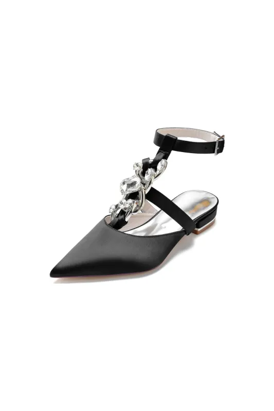 Crystal Chain Pointed Toe Flats sold by KissProm