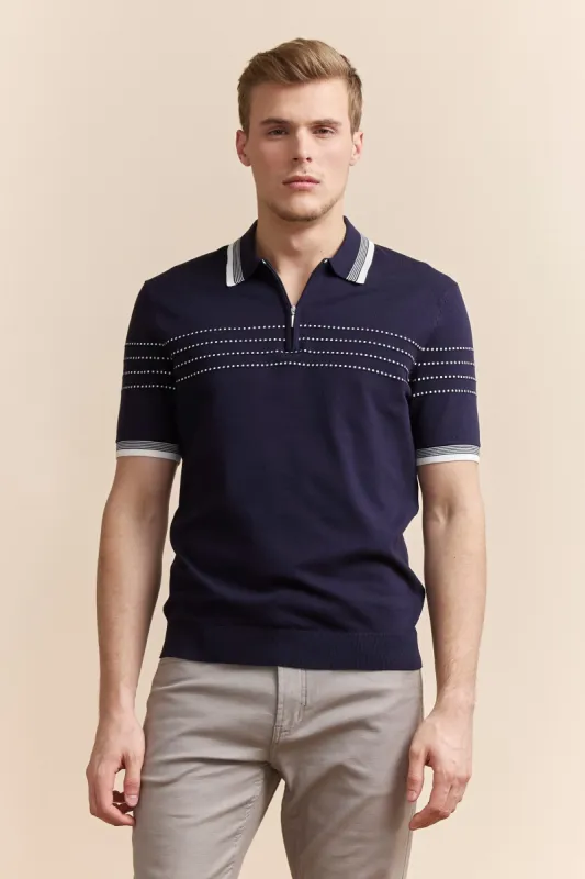 Contrasting details knitted polo sold by Tristan Style