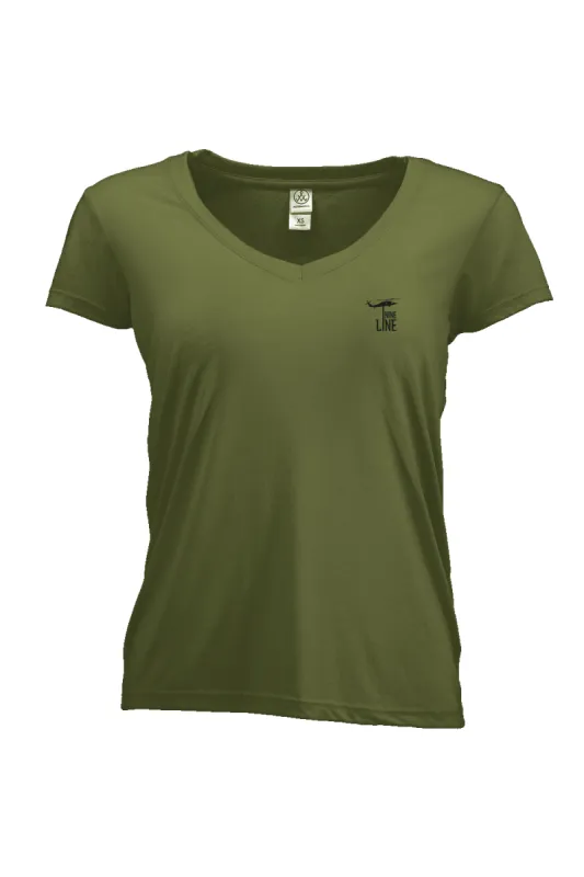 Small Dropline Logo - Women's Slouchy V-Neck sold by Nine Line