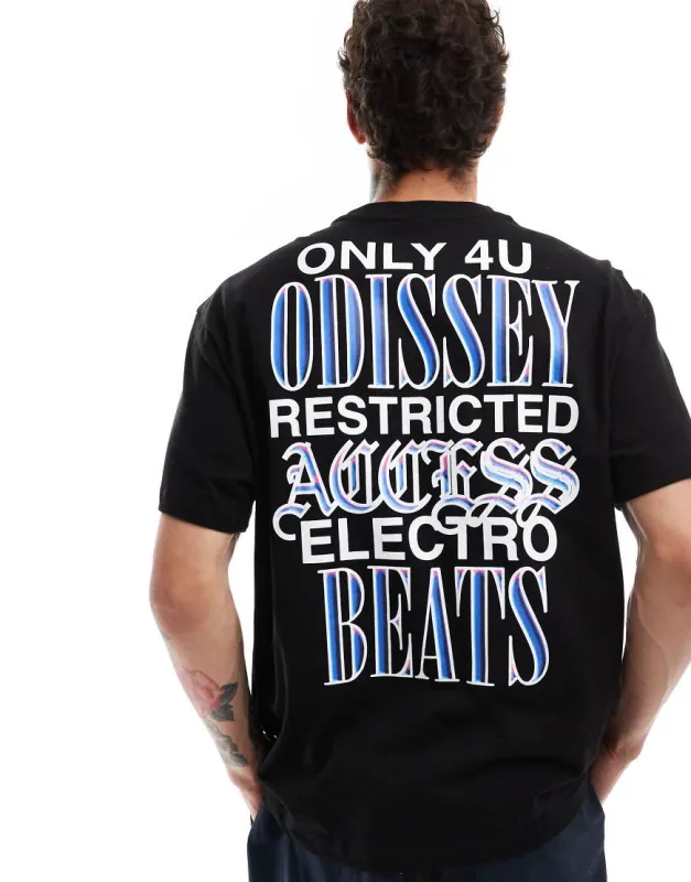 Berhska electro beats printed t-shirt in black sold by ASOS