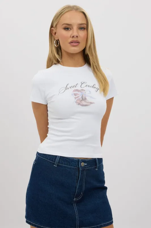 White Graphic Tee Short Sleeve sold by Ally Fashion