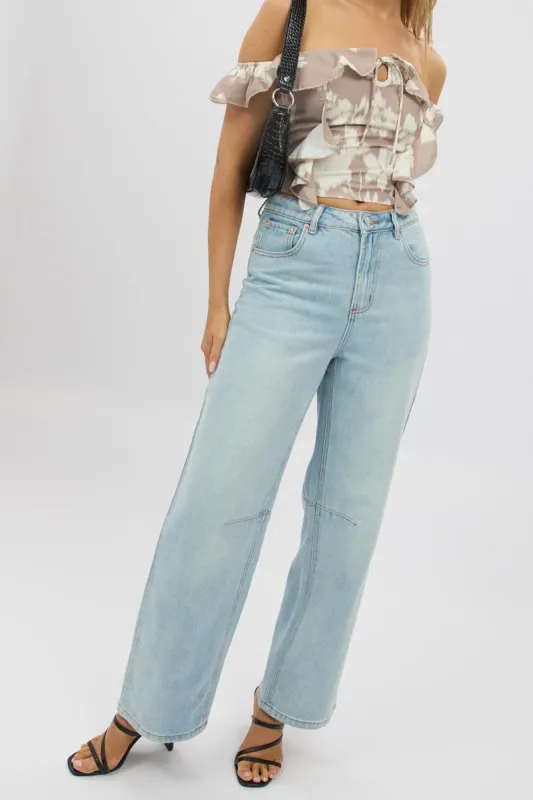 Denim Barrel Jeans Mid Rise sold by Ally Fashion