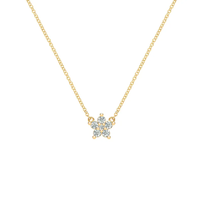 Greenwich Mini Flower Diamond Necklace in 14k Gold (April) sold by Haverhill