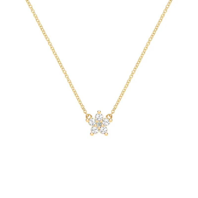 Greenwich Mini Flower Birthstone & Diamond Necklace in 14k Gold sold by Haverhill
