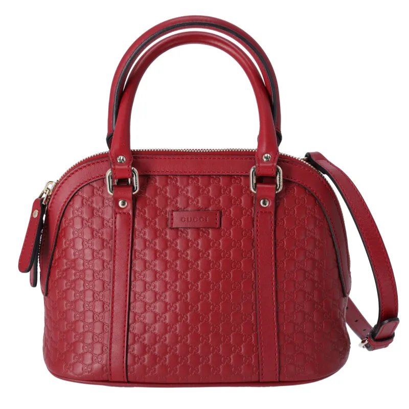 GUCCI Guccissima Micro GG Small Dome Handbag 449654 Red Leather sold by Gaby's Bags