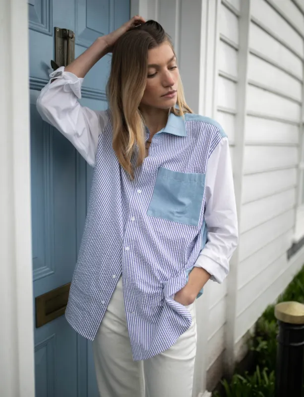 The Oversized: Chambray, Blue Patchwork sold by With Nothing Underneath