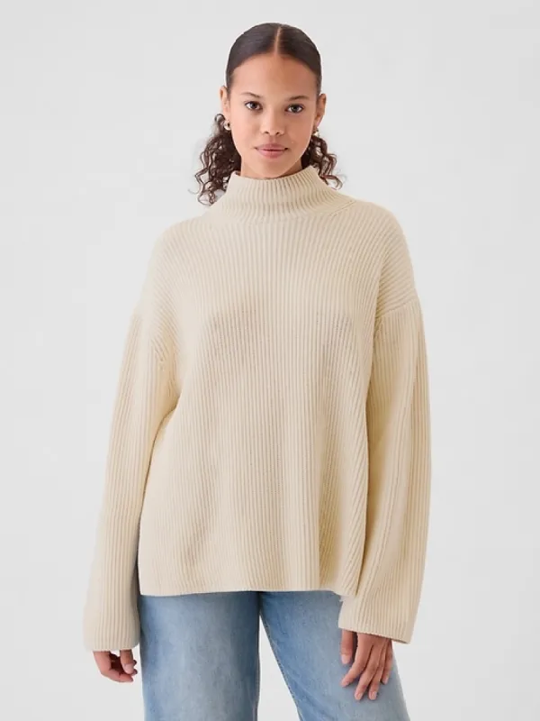 Oversized Split-Hem Mockneck Sweater sold by GAP