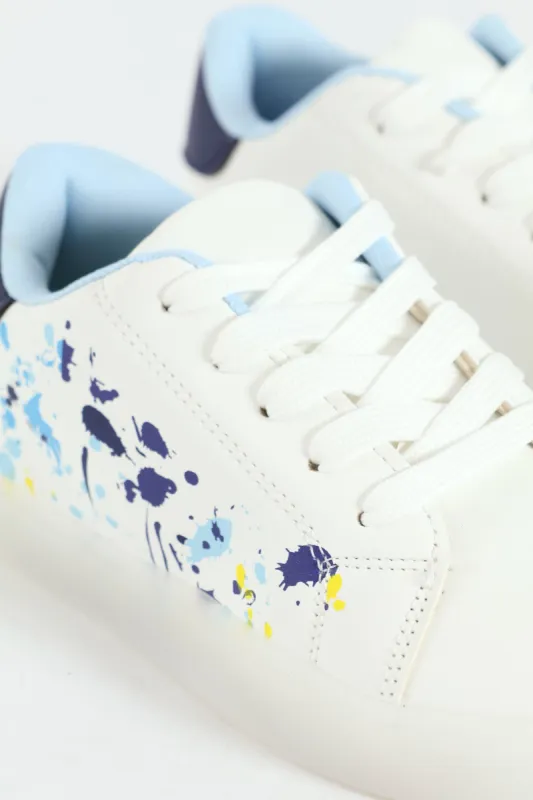Boys Splatter Light-Up Sneaker - White sold by Edgars