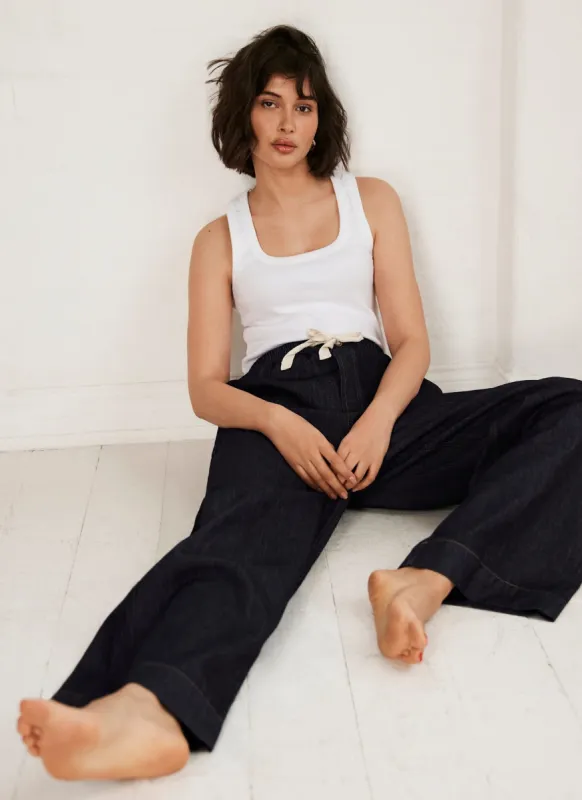 Dark Indigo Tie Waist Wide Jeans sold by Mint Velvet