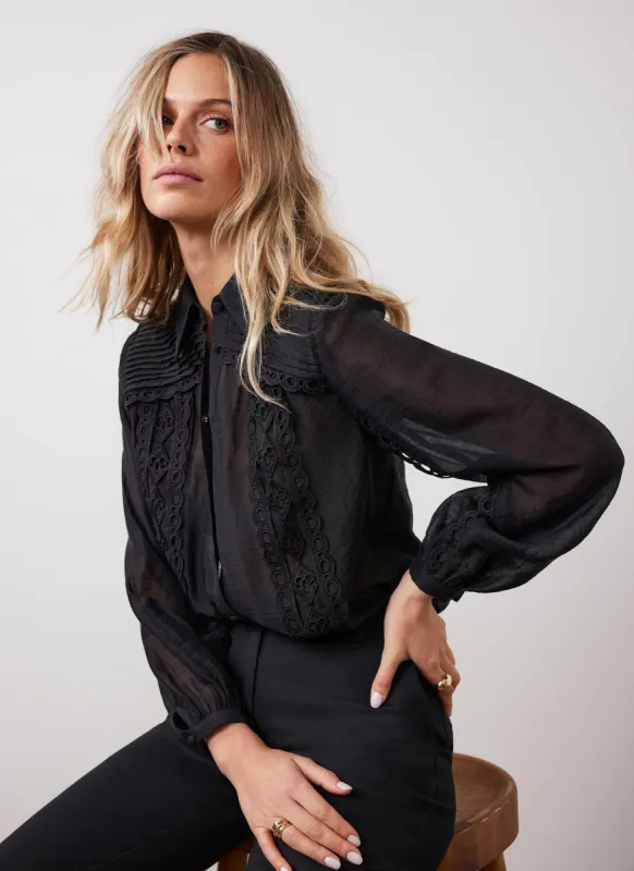 Black Trim Detail Shirt sold by Mint Velvet