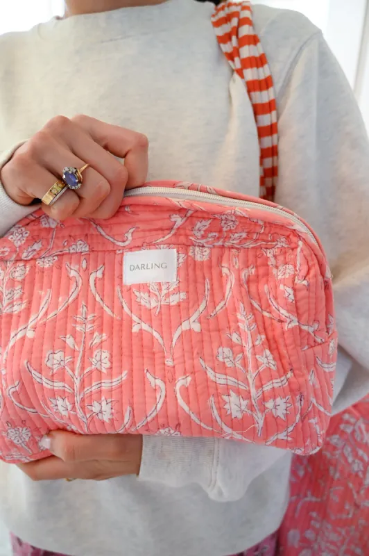 Quilted Cosmetic Bag - Peachy Pink sold by Darling Loungewear
