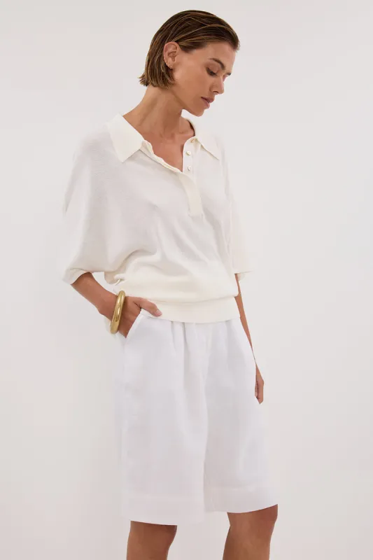 ELI CREAM POLO KNIT TOP sold by Dissh