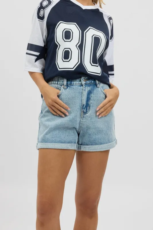 Denim Relaxed Shorts Elastic Waist sold by Ally Fashion