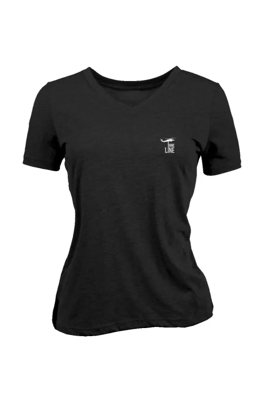 Small Dropline Logo - Women's Relaxed Fit V-Neck Shirt - Casual Edition sold by Nine Line