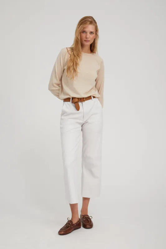 White Leather Cropped Trousers sold by SPRWMN