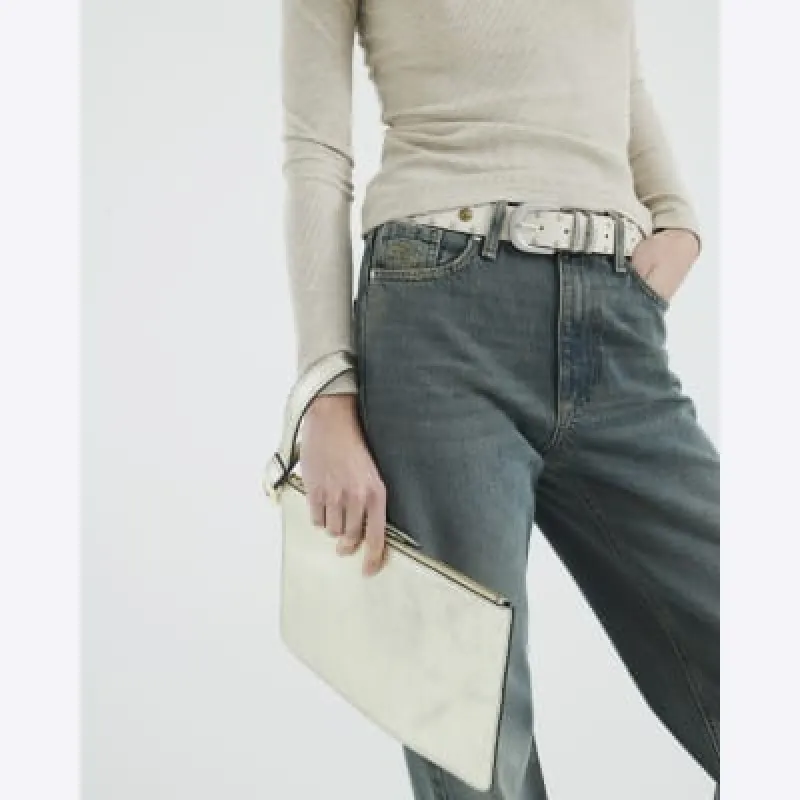 Gold Metallic Leather Pouch sold by River Island