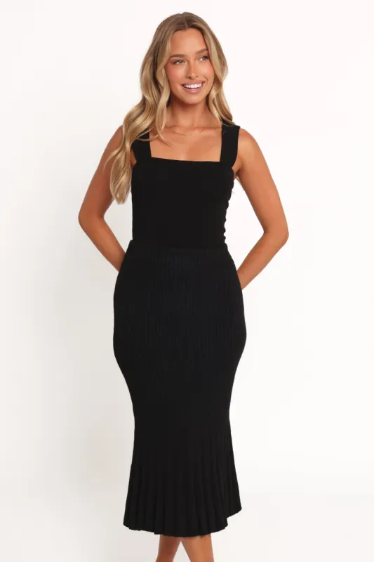 Balla Rib Knit Midi Skirt - Black sold by Petal & Pup