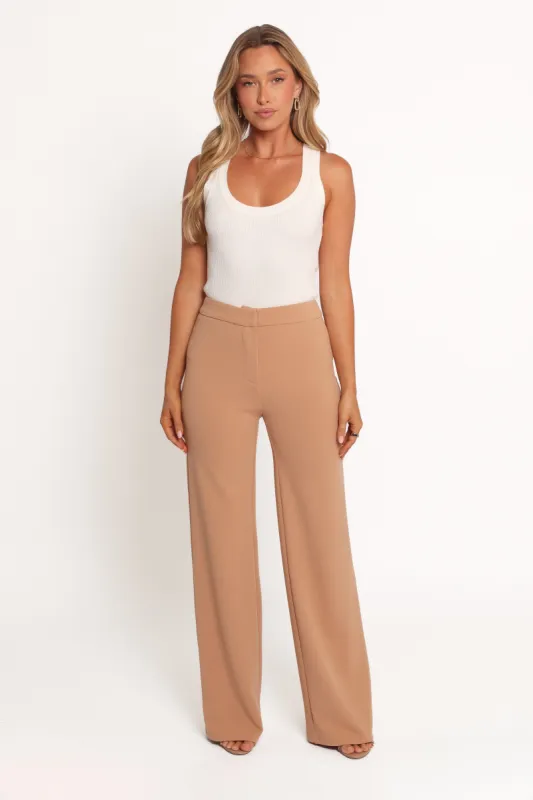 Liora Flat Front Knit Pants - Mocha sold by Petal & Pup