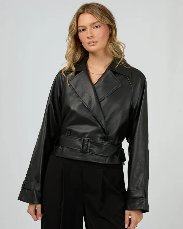 Margo Crop Trench Coat Black sold by edge clothing
