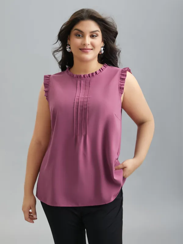 Ruffled Spliced Tucked Seam Vest sold by Bloomchic