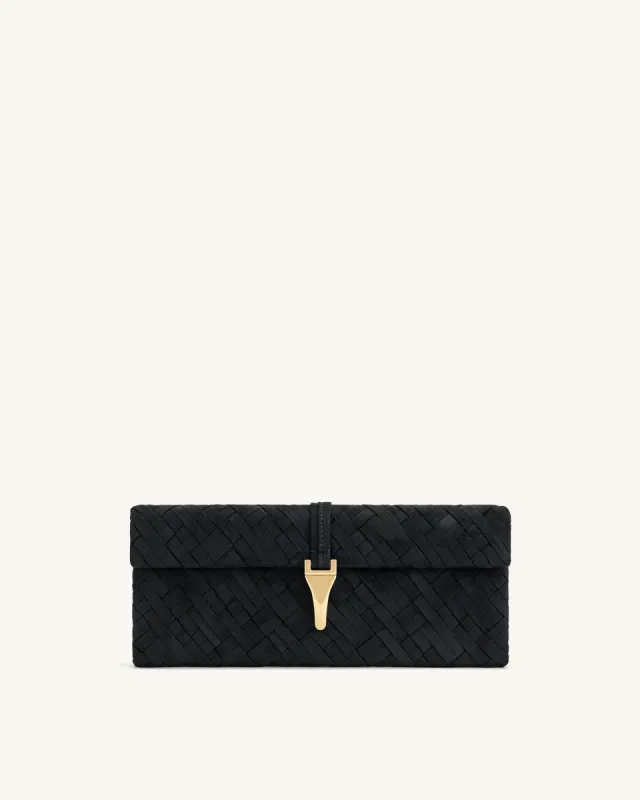 Zaria Woven Clutch - Black sold by JW PEI