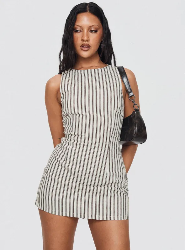 Yumiko Romper Brown Stripe Tall sold by Princess Polly