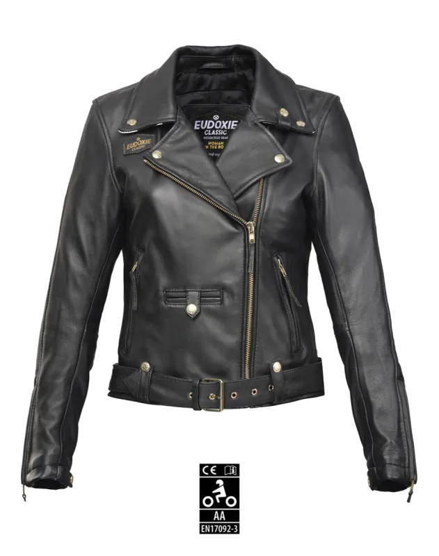 EUDOXIE JL-EVE-AMY  LEATHER JACKET BLACK sold by Ruumur