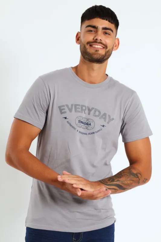 Basic Print T-Shirt - Light Grey sold by Edgars